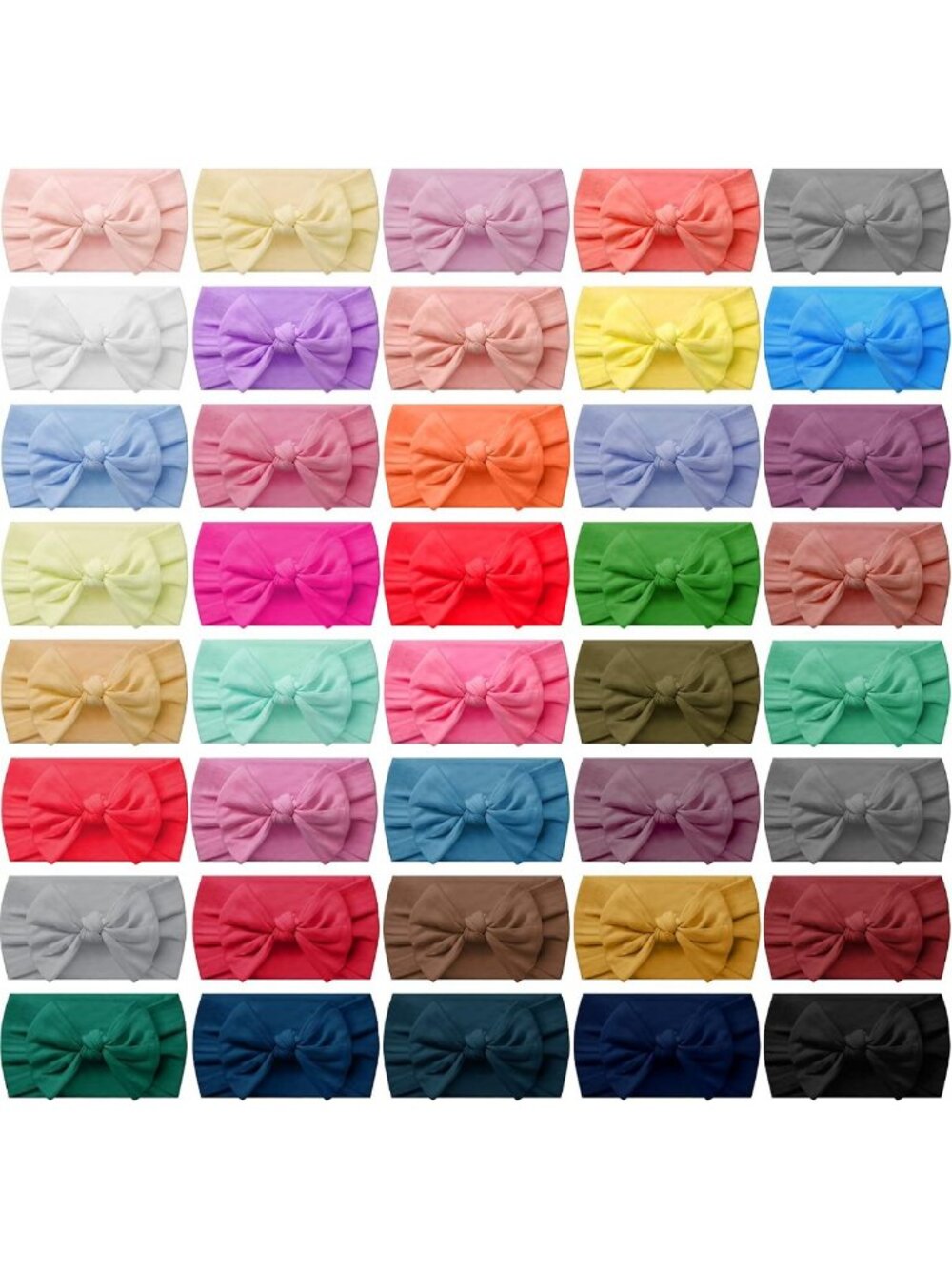 42 Pcs Baby Girl Knotted Nylon Headbands - Cute Bows for Infants & Toddlers
